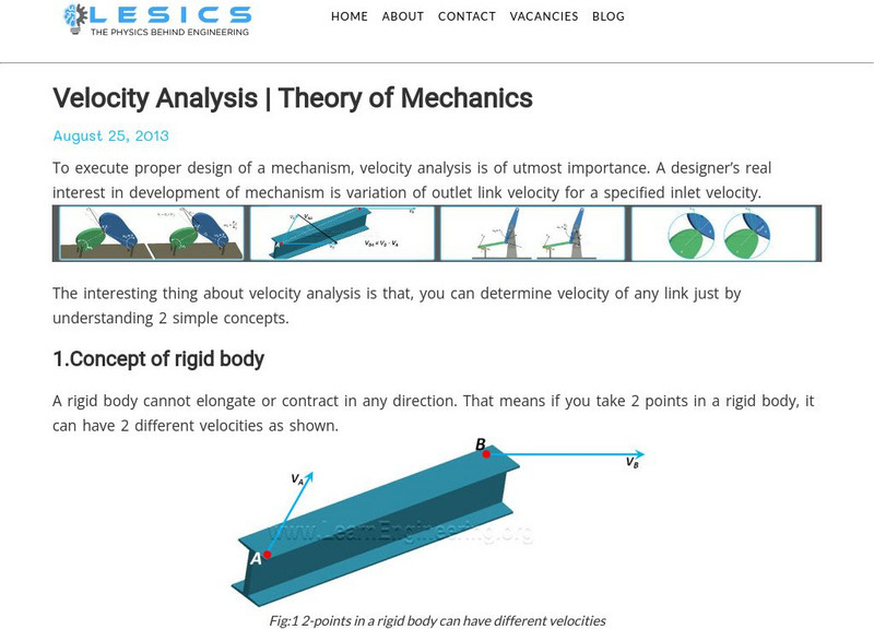 Learn Engineering: Velocity Analysis: Mechanics Handout