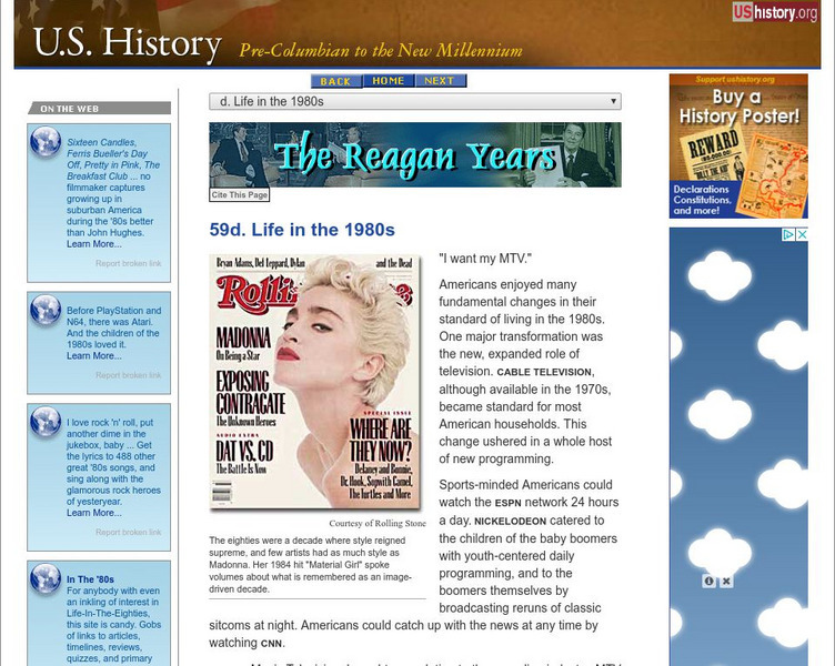 U.s. History: Life in the 1980s Website U.s. History: Life in the 1980s Website