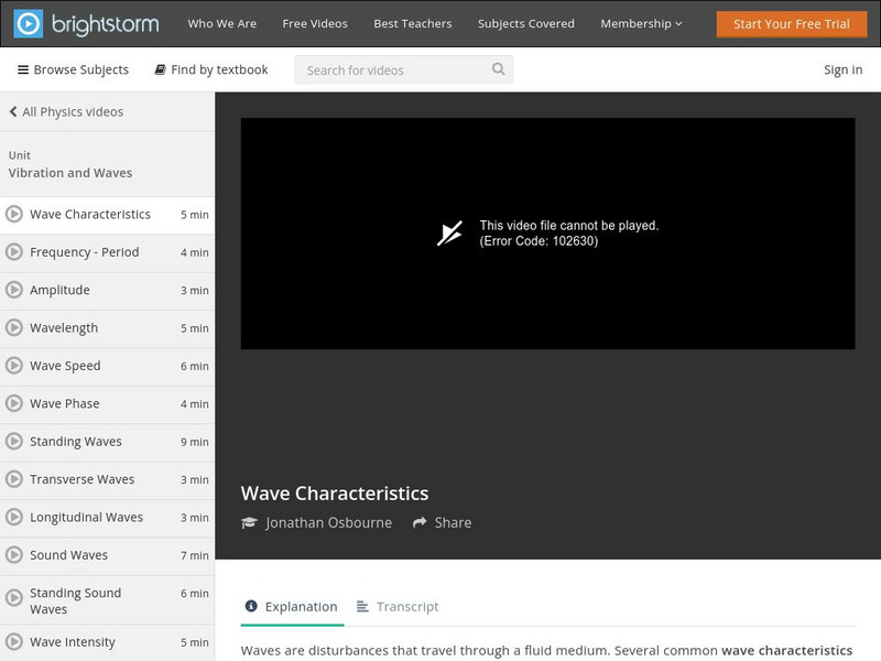 Brightstorm: Wave Characteristics Instructional Video