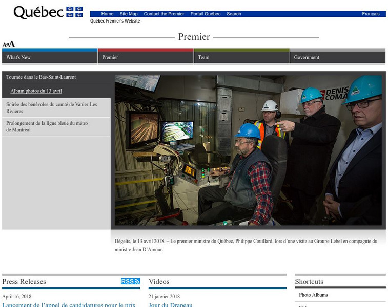 Quebec Premier Website