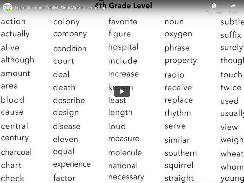 Golden Kids Learning: Site Words 4th Grade Instructional Video Golden Kids Learning: Site Words 4th Grade Instructional Video