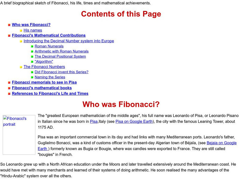 Who Was Fibonacci?: Roman Numerals Activity Who Was Fibonacci?: Roman Numerals Activity