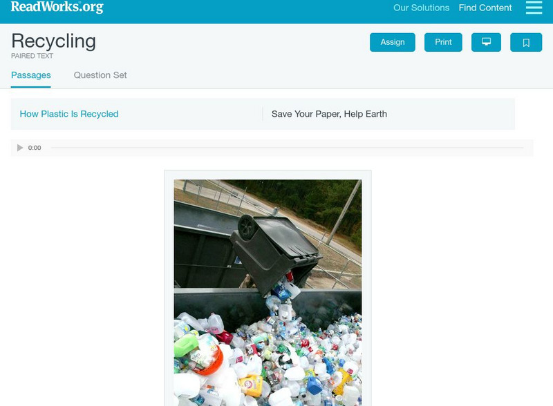 Read Works: Recycling Activity Read Works: Recycling Activity
