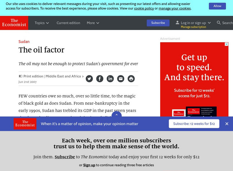 The Economist: Sudan: The Oil Factor Article The Economist: Sudan: The Oil Factor Article
