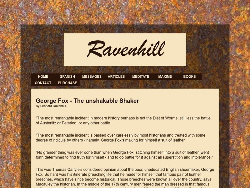 George Fox the Unshakable Shaker Handout George Fox the Unshakable Shaker Handout
