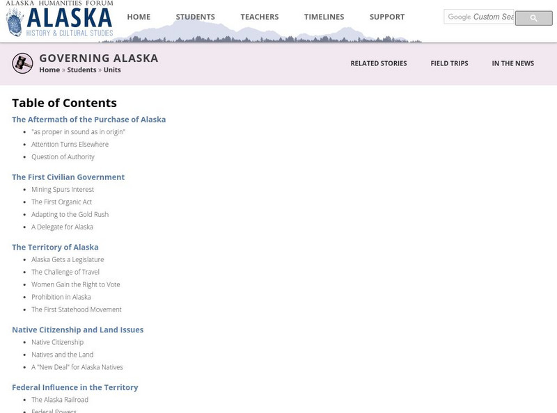 Alaska History and Cultural Studies: Governing Alaska Website Alaska History and Cultural Studies: Governing Alaska Website