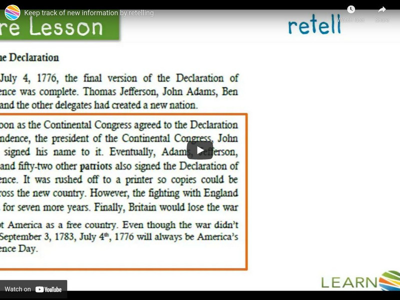 Learn Zillion: Lesson Video for 'Keep Track of New Information by Retelling' Instructional Video Learn Zillion: Lesson Video for 'Keep Track of New Information by Retelling' Instructional Video