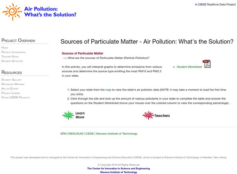Ciese Real Time Data Projects: Air Pollution: Sources of Particulate Matter Unit Plan Ciese Real Time Data Projects: Air Pollution: Sources of Particulate Matter Unit Plan