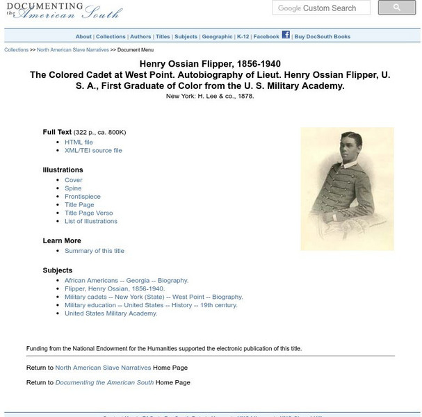 Henry Ossian Flipper, 1856 1940: The Colored Cadet at West Point Primary Henry Ossian Flipper, 1856 1940: The Colored Cadet at West Point Primary
