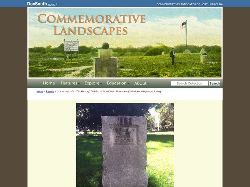 Doc South: u.s. Army's 30th Old Hickory Division in World War I Monument Primary Doc South: u.s. Army's 30th Old Hickory Division in World War I Monument Primary