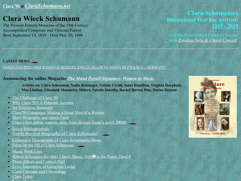 Clara Wieck Schumann Website