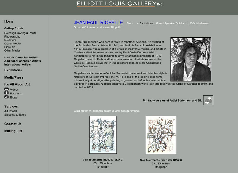 Elliott Louis Gallery: Jean Paul Riopelle Website Elliott Louis Gallery: Jean Paul Riopelle Website