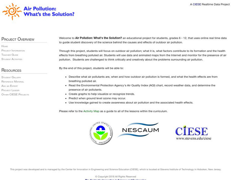 Ciese: Air Pollution: What's the Solution? Unit Plan Ciese: Air Pollution: What's the Solution? Unit Plan