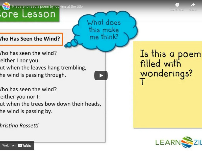 Learn Zillion: Lesson Video for 'Prepare to Read a Poem by Looking at the Title' Instructional Video Learn Zillion: Lesson Video for 'Prepare to Read a Poem by Looking at the Title' Instructional Video