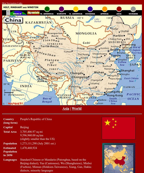 Holt, Rinehart and Winston: World Atlas: China Graphic Holt, Rinehart and Winston: World Atlas: China Graphic