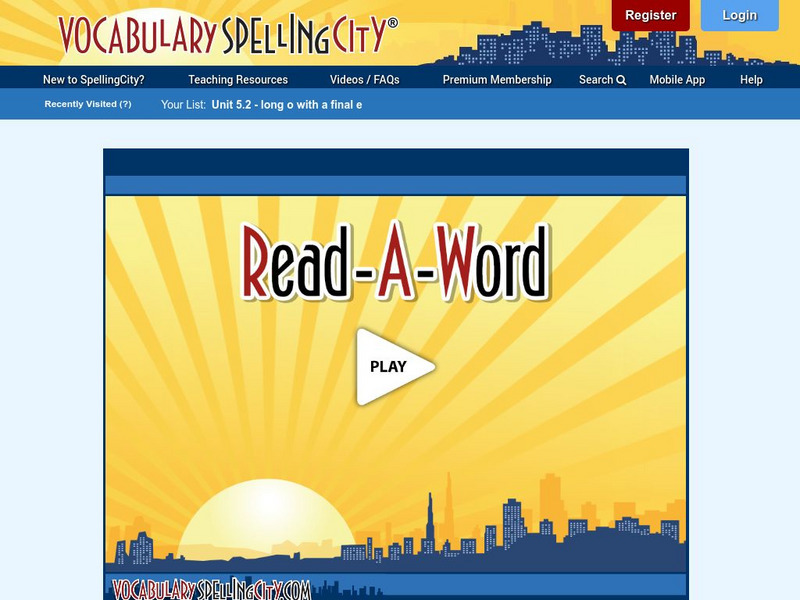 Vocabulary Spelling City: Read a Word: Long O With a Final E Interactive Vocabulary Spelling City: Read a Word: Long O With a Final E Interactive