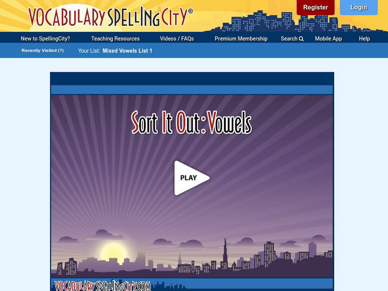 Vocabulary Spelling City: Sort It Out Vowels: Mixed Vowels List 1 Interactive Vocabulary Spelling City: Sort It Out Vowels: Mixed Vowels List 1 Interactive