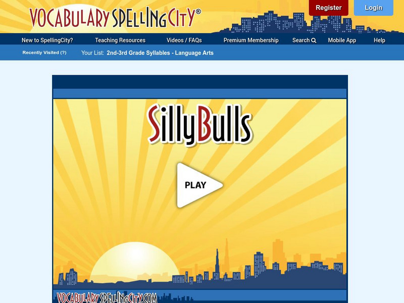Vocabulary Spelling City: Silly Bulls: 2nd 3rd Grade Syllables Interactive Vocabulary Spelling City: Silly Bulls: 2nd 3rd Grade Syllables Interactive
