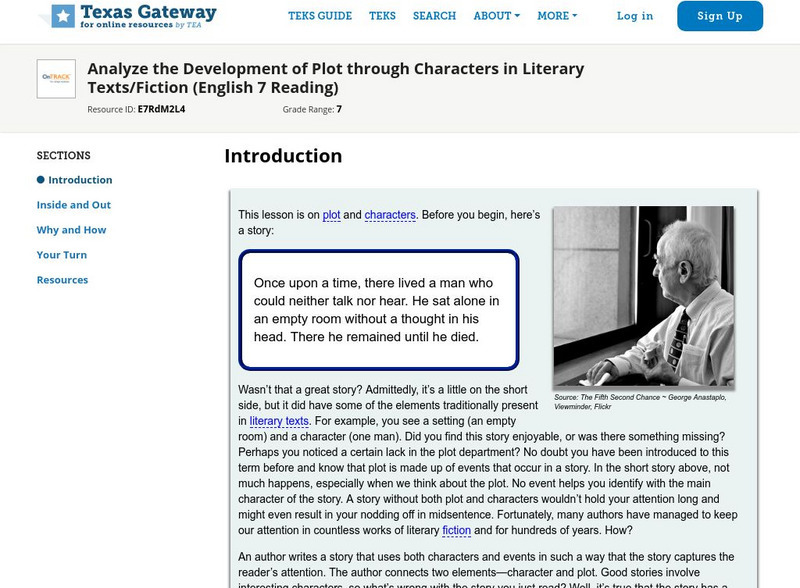 Texas Gateway:analyze the Development of Plot Through Characters Unit Plan Texas Gateway:analyze the Development of Plot Through Characters Unit Plan