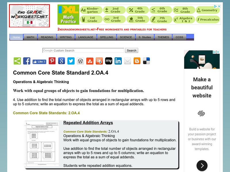 2nd Grade Worksheets: Common Core State Standard 2.oa.4 Unknown Type 2nd Grade Worksheets: Common Core State Standard 2.oa.4 Unknown Type