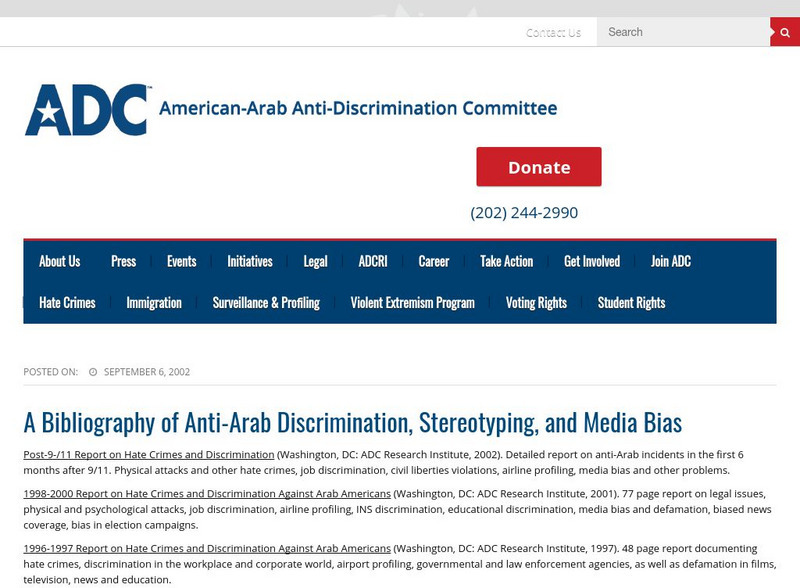 Anti Discrimination Committee: Bibliography of Media Bias Website Anti Discrimination Committee: Bibliography of Media Bias Website