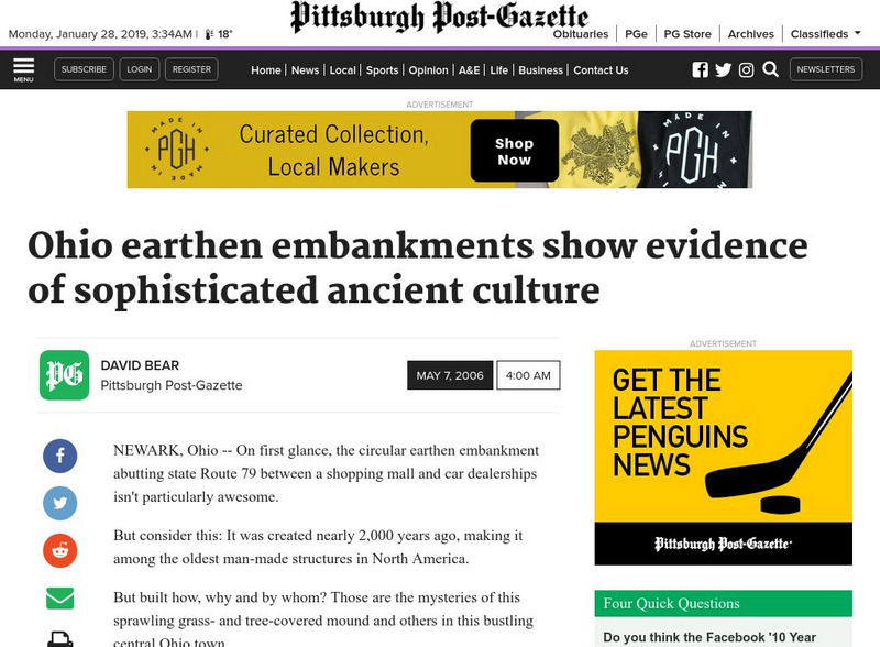 Pittsburg Post Gazette: Ohio Embankments Evidence of Sophisticated Culture Website Pittsburg Post Gazette: Ohio Embankments Evidence of Sophisticated Culture Website