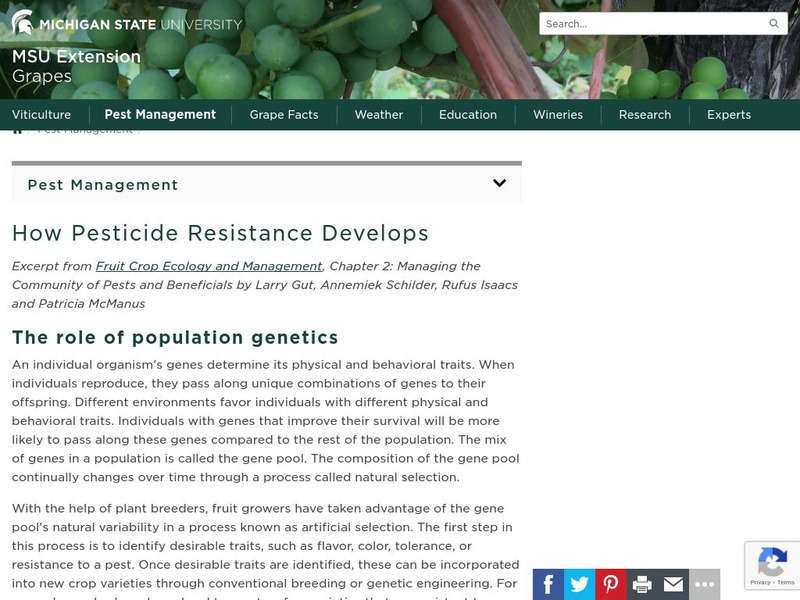 Michigan State University: How Pesticide Resistance Develops Article Michigan State University: How Pesticide Resistance Develops Article