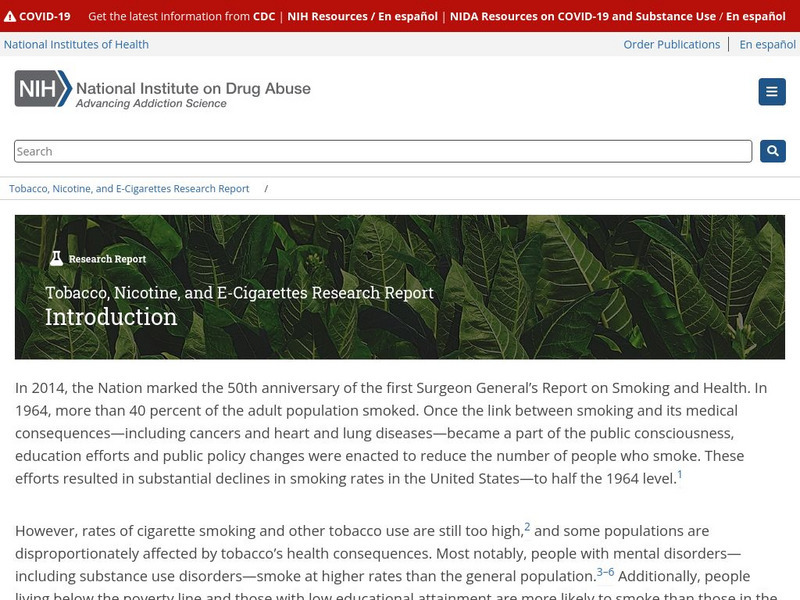 Nida: Research Report Series: Tobacco, Nicotine, and E Cigarettes Article Nida: Research Report Series: Tobacco, Nicotine, and E Cigarettes Article