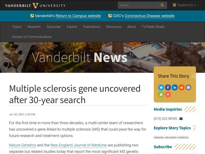 Vanderbilt: Exploration: Multiple Sclerosis Gene Discovered Interactive