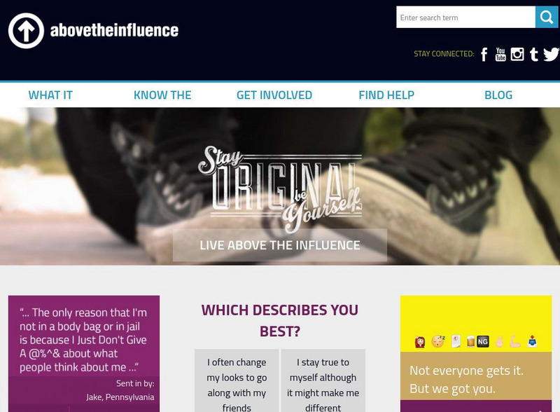 National Youth Anti Drug Media Campaign: Above the Influence Website National Youth Anti Drug Media Campaign: Above the Influence Website