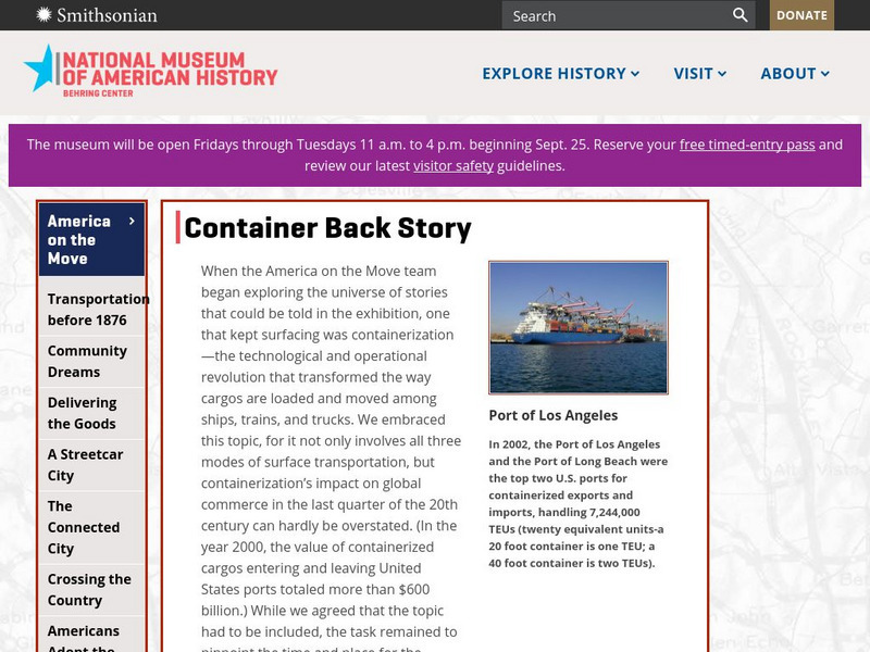 National Museum of American History: Themes: Container Back Story: Container Revolution Website