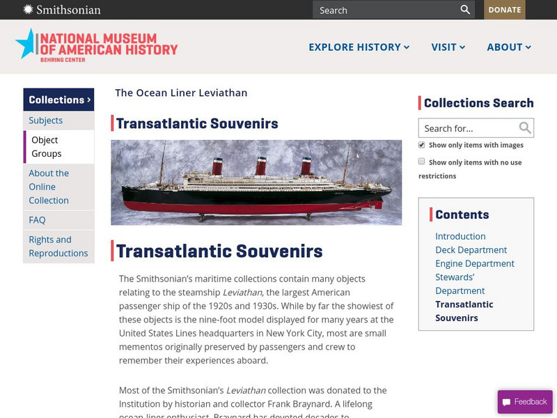 National Museum of American History: Transatlantic Souvenirs Activity National Museum of American History: Transatlantic Souvenirs Activity