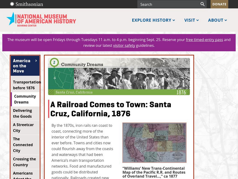 National Museum of American History: Community Dreams: Santa Cruz, California 1876 Website