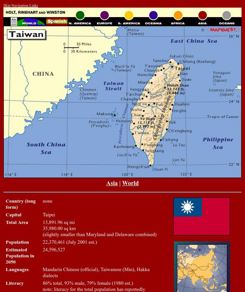 Holt, Rinehart and Winston: World Atlas: Taiwan Graphic Holt, Rinehart and Winston: World Atlas: Taiwan Graphic