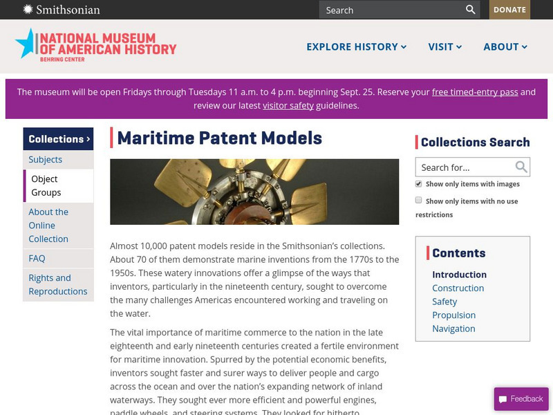 National Museum of American History: Marine Patent Models Website National Museum of American History: Marine Patent Models Website
