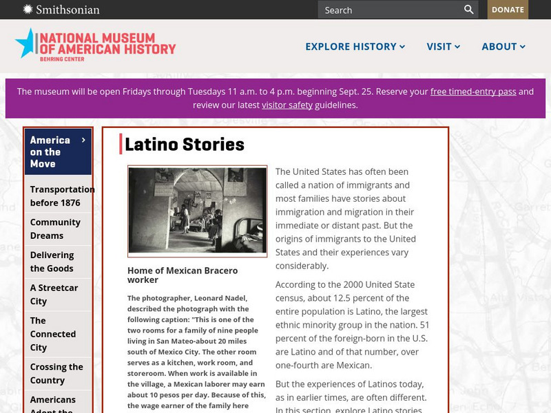 National Museum of American History: A Nation of Immigrants: Latino Stories Activity National Museum of American History: A Nation of Immigrants: Latino Stories Activity