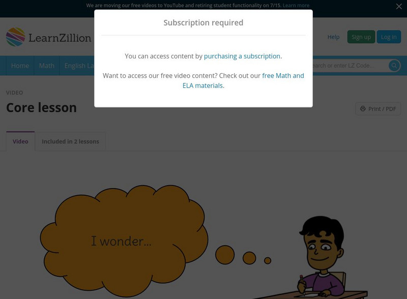 Learn Zillion: Video: Find the Number of Same Size Squares in a Rectangle Instructional Video
