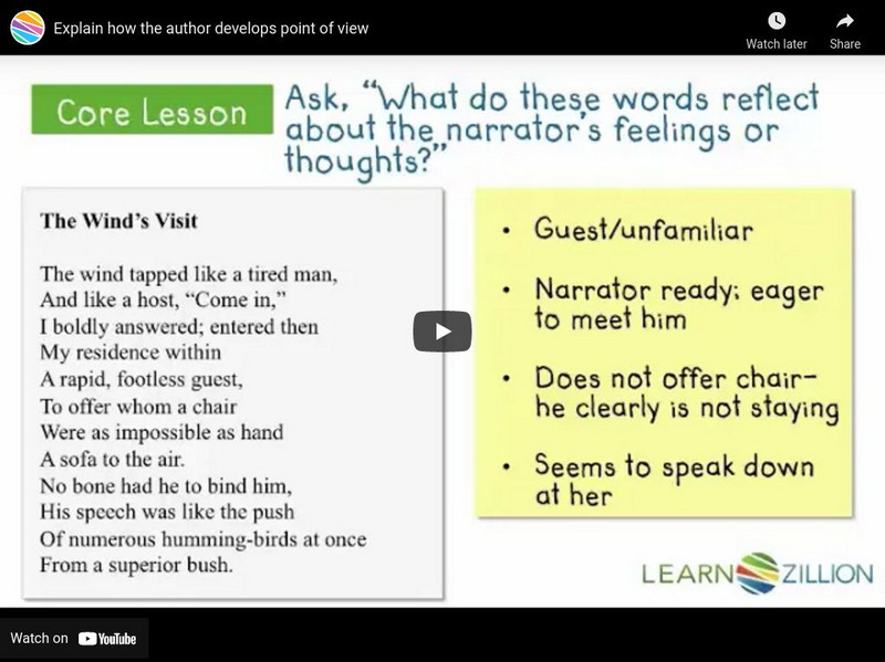 Learn Zillion: Video: Explain How the Author Develops Point of View Instructional Video Learn Zillion: Video: Explain How the Author Develops Point of View Instructional Video