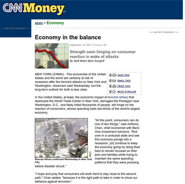 Cnn Money: Economy in the Balance Article Cnn Money: Economy in the Balance Article