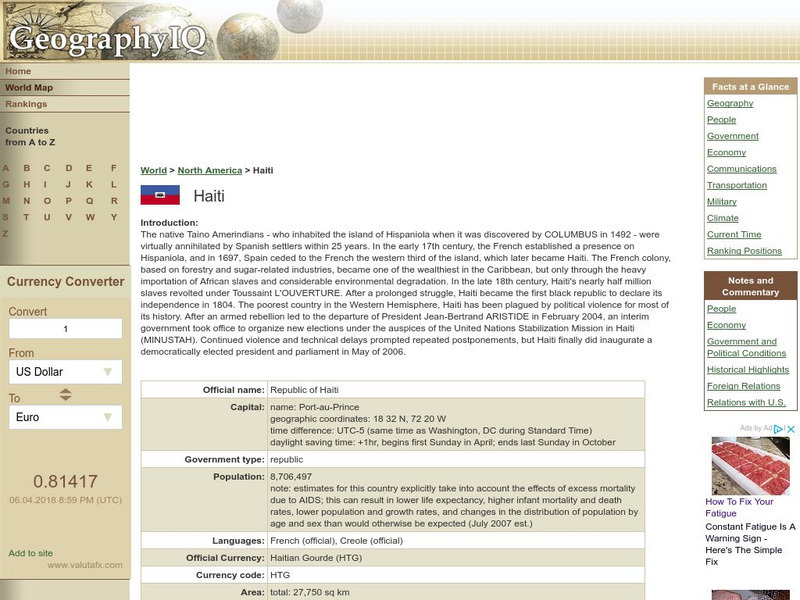 Geography Iq: Haiti Handout