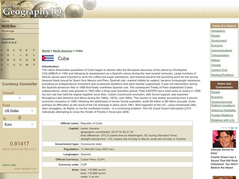 Geography Iq: Cuba Handout Geography Iq: Cuba Handout