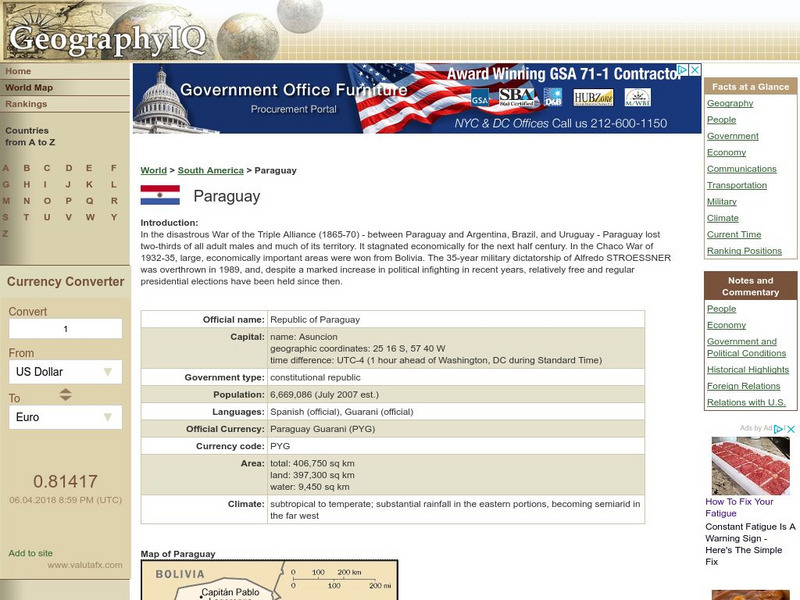 Geography Iq: Paraguay Handout Geography Iq: Paraguay Handout