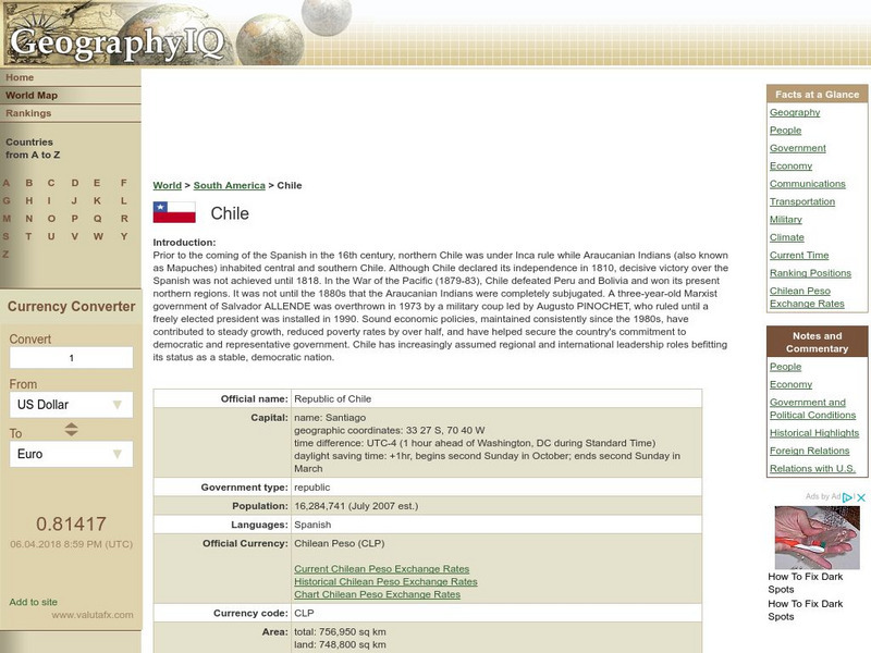 Geography Iq: Chile Handout Geography Iq: Chile Handout