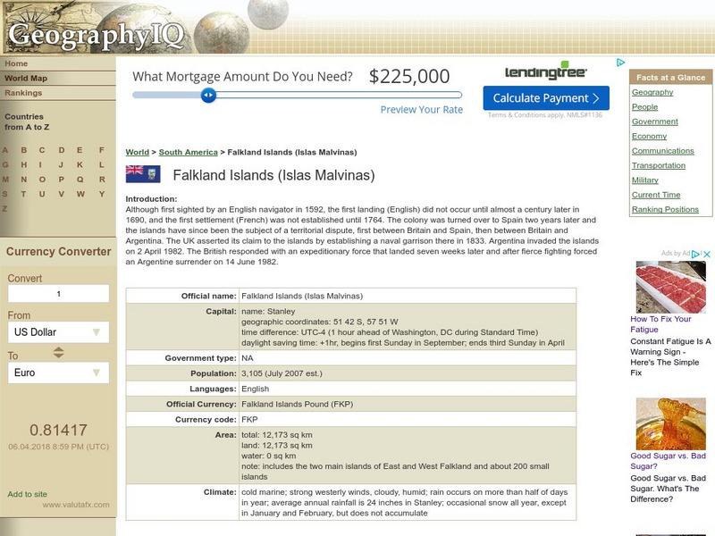 Geography Iq: Falkland Islands (Islas Malvinas) Handout