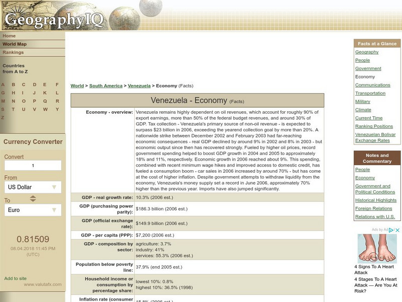 Geography Iq: Venezuela Economy Handout Geography Iq: Venezuela Economy Handout