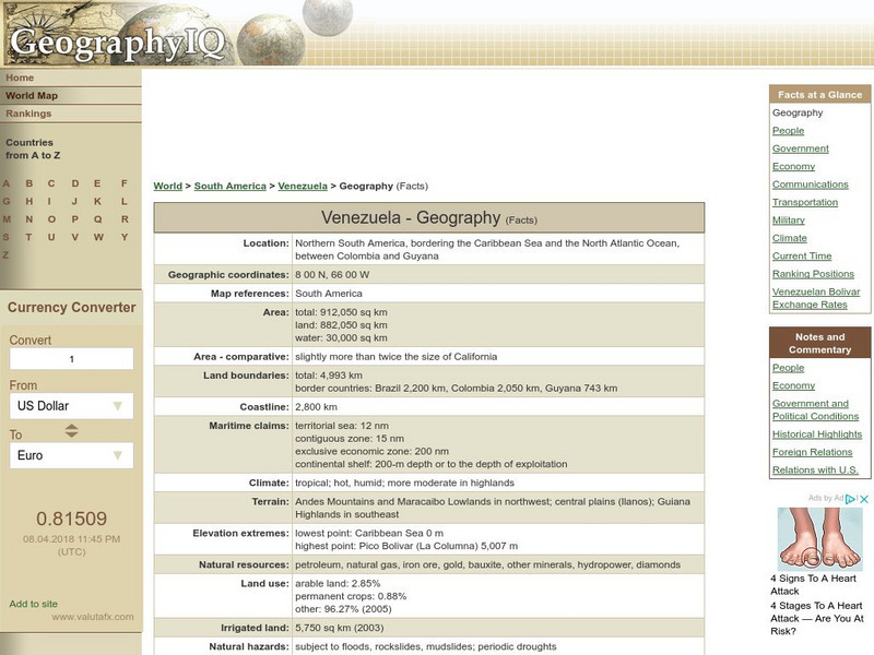 Geography Iq: Venezuela Geography Handout Geography Iq: Venezuela Geography Handout