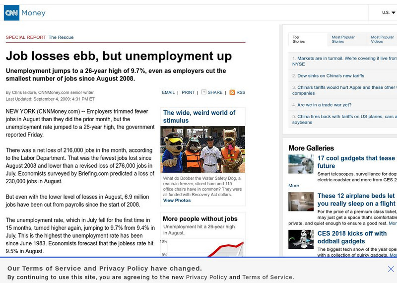 Cnn Money: Job Losses Ebb, but Unemployment Up Article Cnn Money: Job Losses Ebb, but Unemployment Up Article