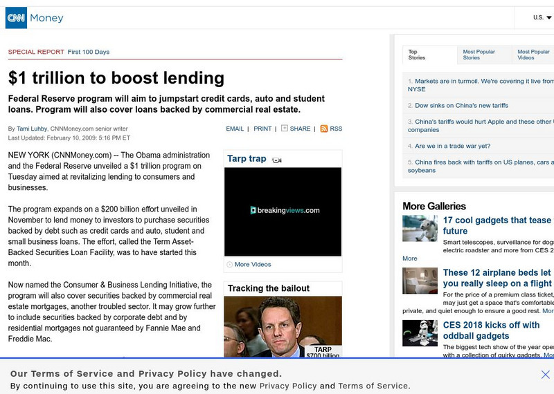 Cnn Money: $1 Trillion to Boost Lending Federal Reserve Aims Article Cnn Money: $1 Trillion to Boost Lending Federal Reserve Aims Article