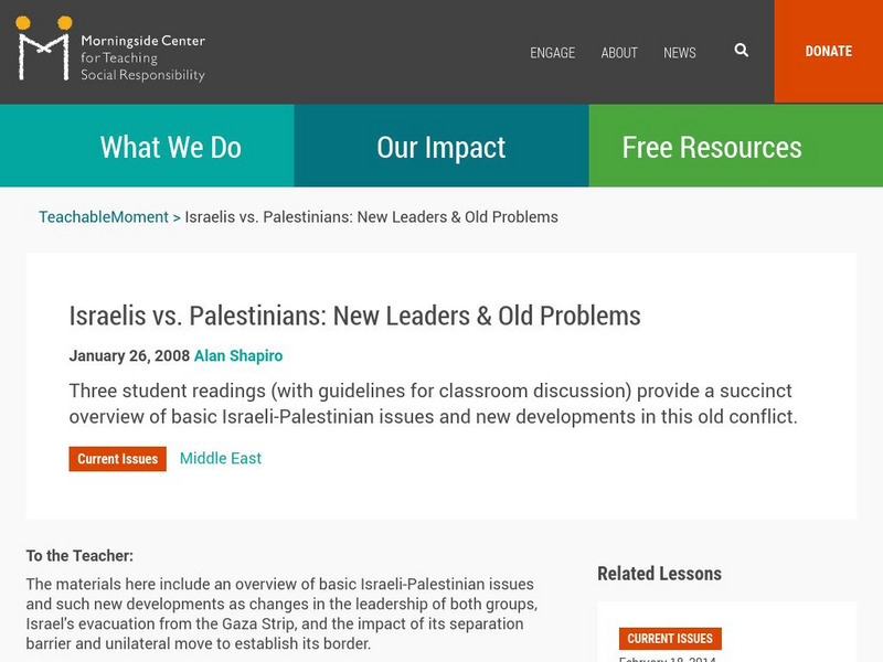 Teaching Social Responsibility: Teachable Moment: Israelis vs. Palestinians Lesson Plan Teaching Social Responsibility: Teachable Moment: Israelis vs. Palestinians Lesson Plan