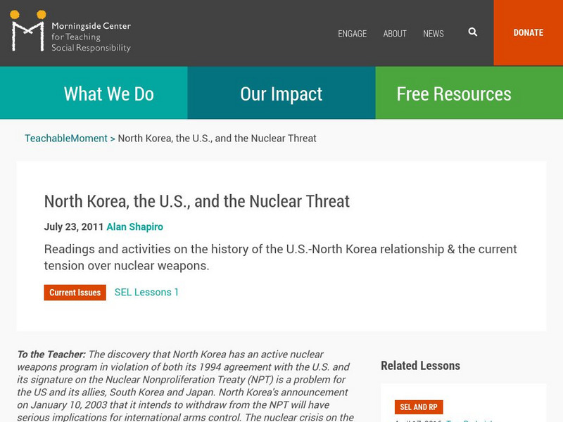 Teaching Social Responsibility: Teachable Moment: North Korea Lesson Plan Teaching Social Responsibility: Teachable Moment: North Korea Lesson Plan